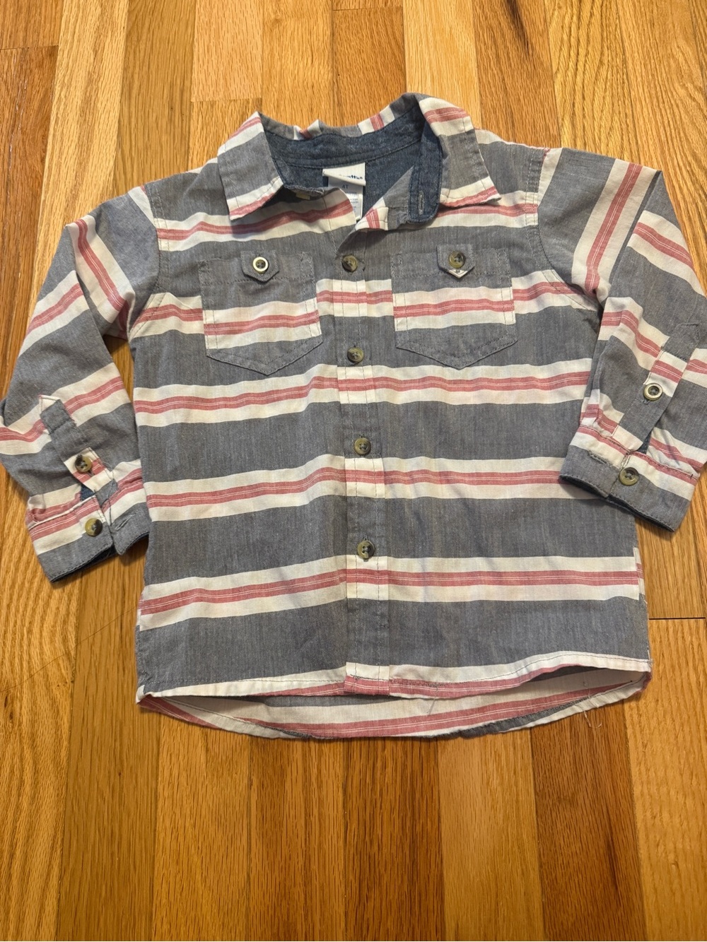 Kids Striped Button-Up Shirt - Blue & Red